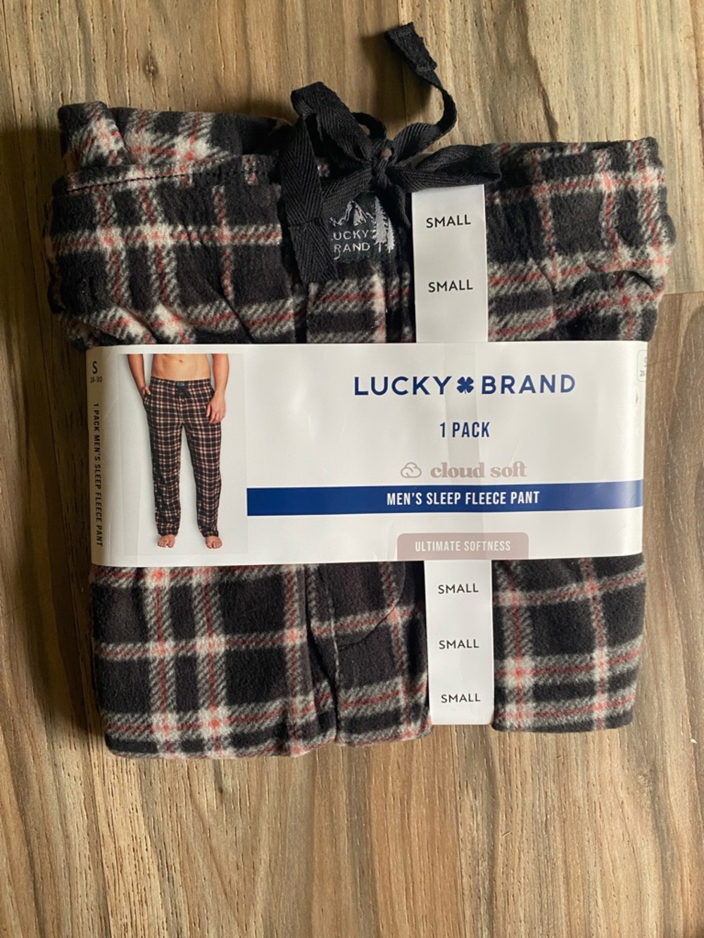 Lucky Brand Men’s Plaid Fleece Lounge Pants - Black, Red & Cream